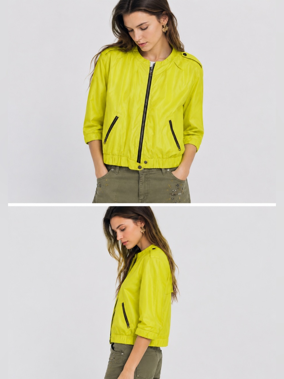 Forever 21 Neon Yellow Zip-Front Jacket